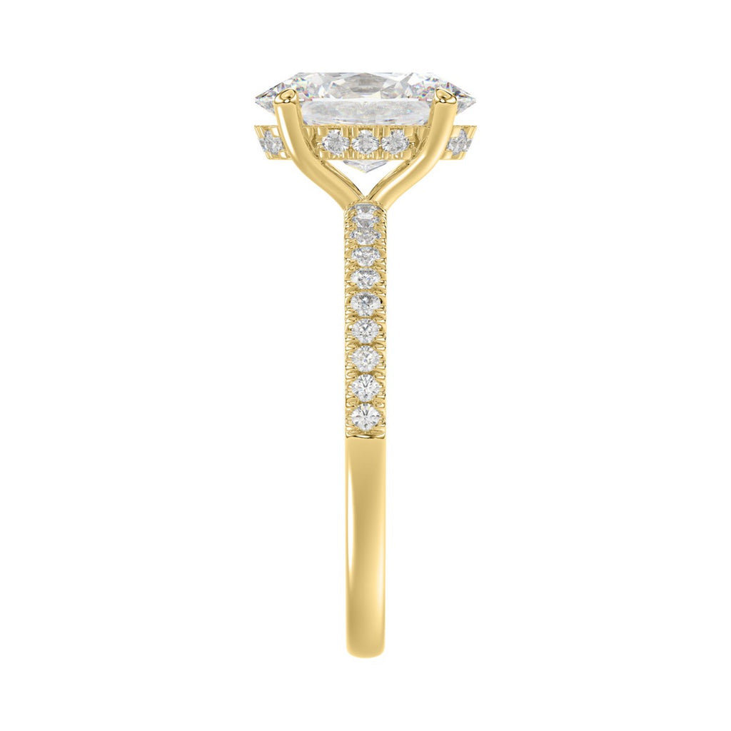14K YELLOW GOLD 2 1/5CT ROUND/OVAL DIAMOND LADIES RING (CENTER STONE OVAL DIAMOND 2CT)