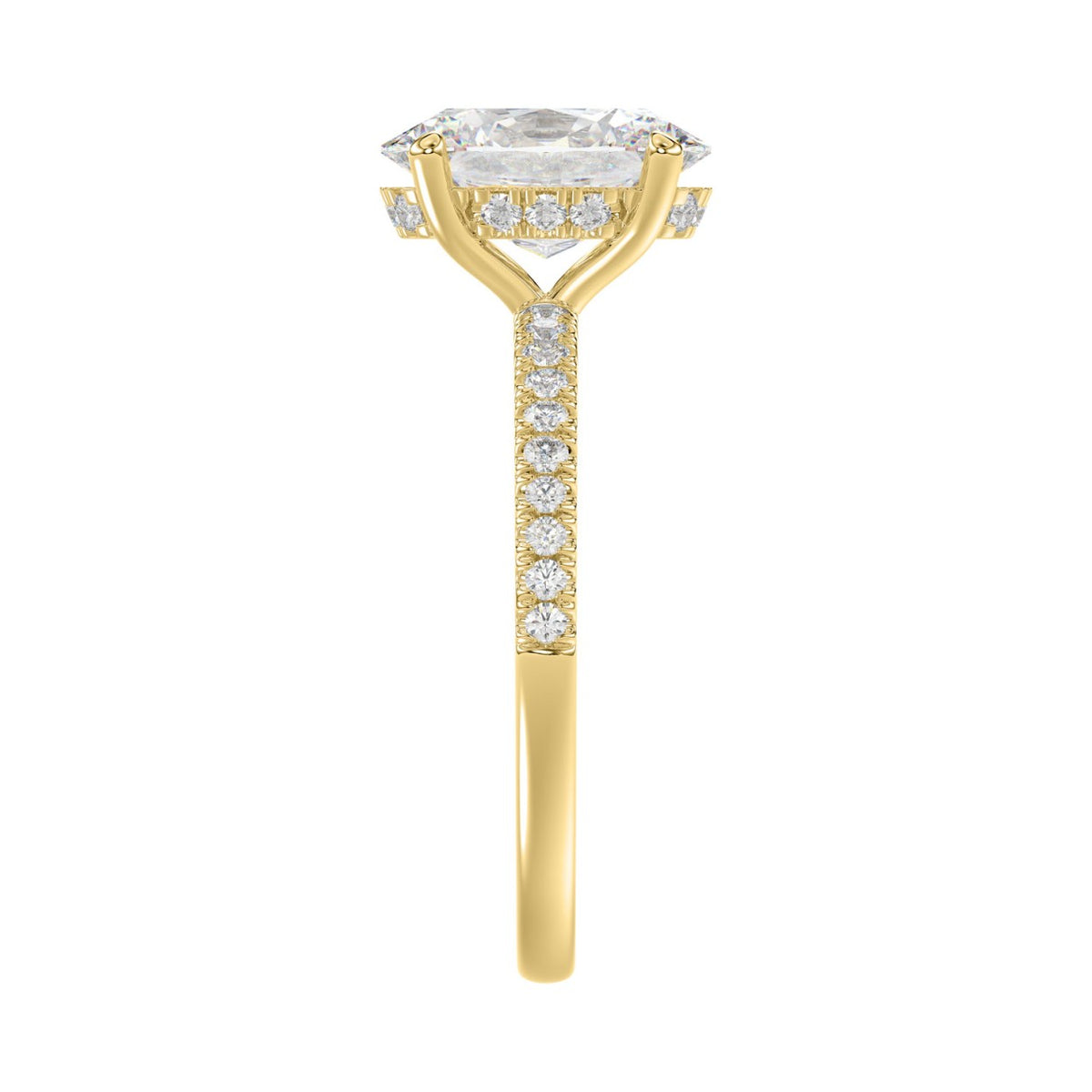 14K YELLOW GOLD 2 1/5CT ROUND/OVAL DIAMOND LADIES RING (CENTER STONE OVAL DIAMOND 2CT)