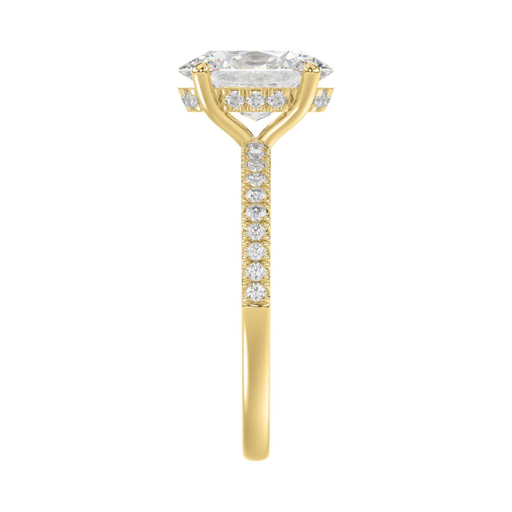 14K YELLOW GOLD 2 1/5CT ROUND/OVAL DIAMOND LADIES RING (CENTER STONE OVAL DIAMOND 2CT)