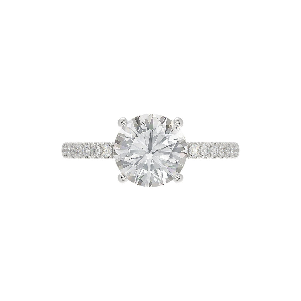 14K WHITE GOLD 2 1/4CT ROUND DIAMOND LADIES RING (CENTER STONE ROUND DIAMOND 2CT)