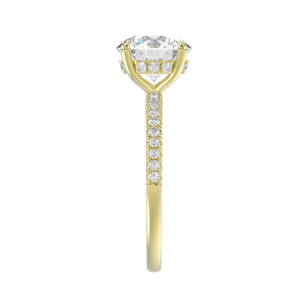 14K YELLOW GOLD 2 1/4CT ROUND DIAMOND LADIES RING (CENTER STONE ROUND DIAMOND 2CT)
