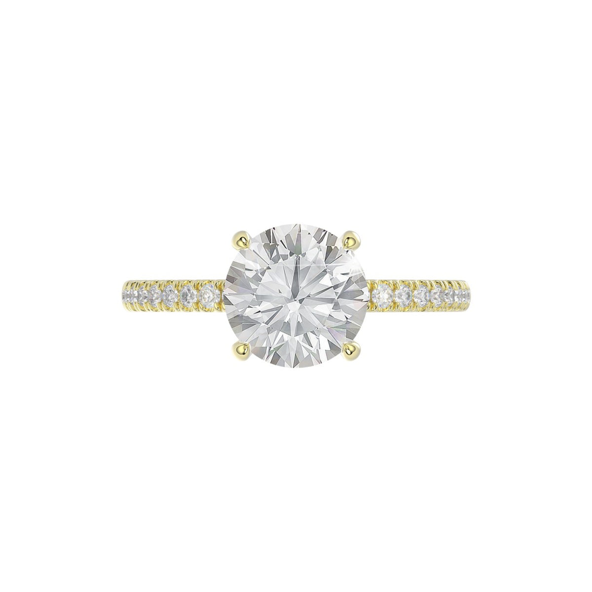14K YELLOW GOLD 2 1/4CT ROUND DIAMOND LADIES RING (CENTER STONE ROUND DIAMOND 2CT)