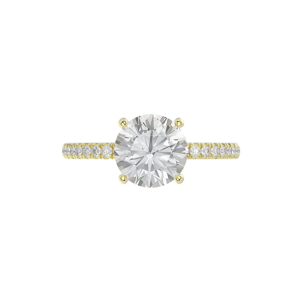 14K YELLOW GOLD 2 1/4CT ROUND DIAMOND LADIES RING (CENTER STONE ROUND DIAMOND 2CT)