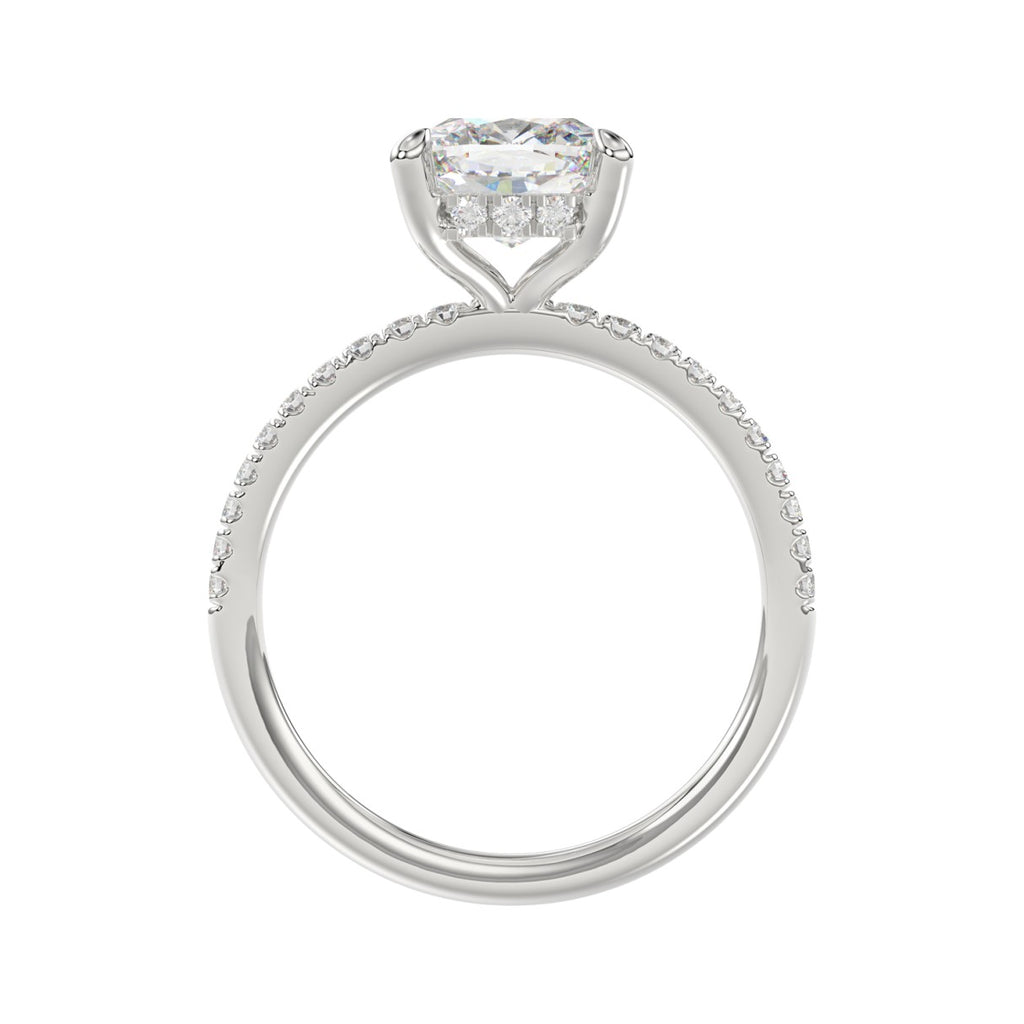 14K WHITE GOLD 2 1/4CT ROUND/CUSHION DIAMOND LADIES RING (CENTER STONE CUSHION DIAMOND 2CT)