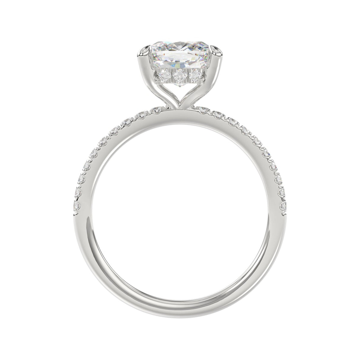 14K WHITE GOLD 2 1/4CT ROUND/CUSHION DIAMOND LADIES RING (CENTER STONE CUSHION DIAMOND 2CT)