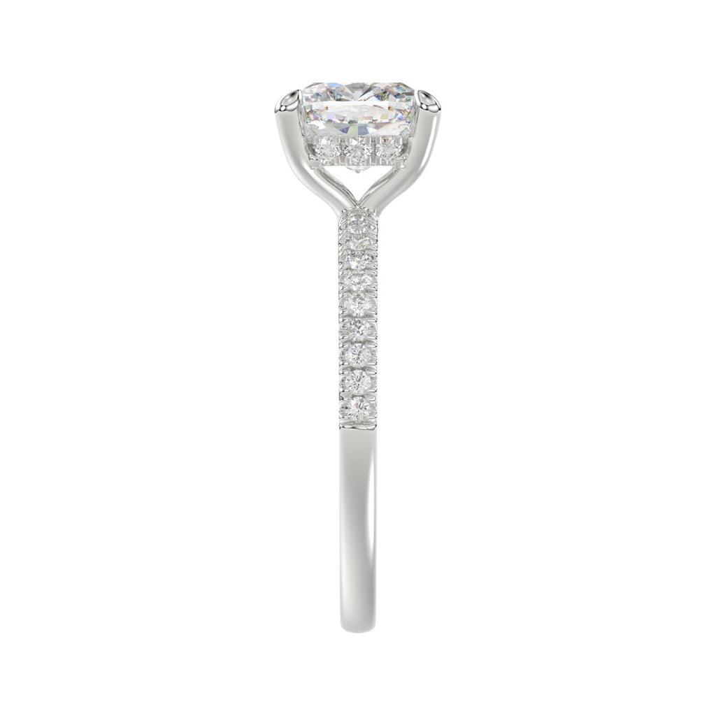 14K WHITE GOLD 2 1/4CT ROUND/CUSHION DIAMOND LADIES RING (CENTER STONE CUSHION DIAMOND 2CT)