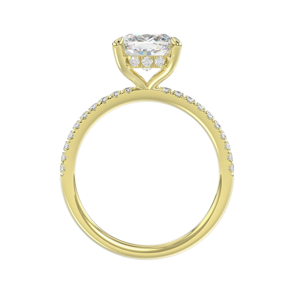 14K YELLOW GOLD 2 1/4CT ROUND/CUSHION DIAMOND LADIES RING (CENTER STONE CUSHION DIAMOND 2CT)