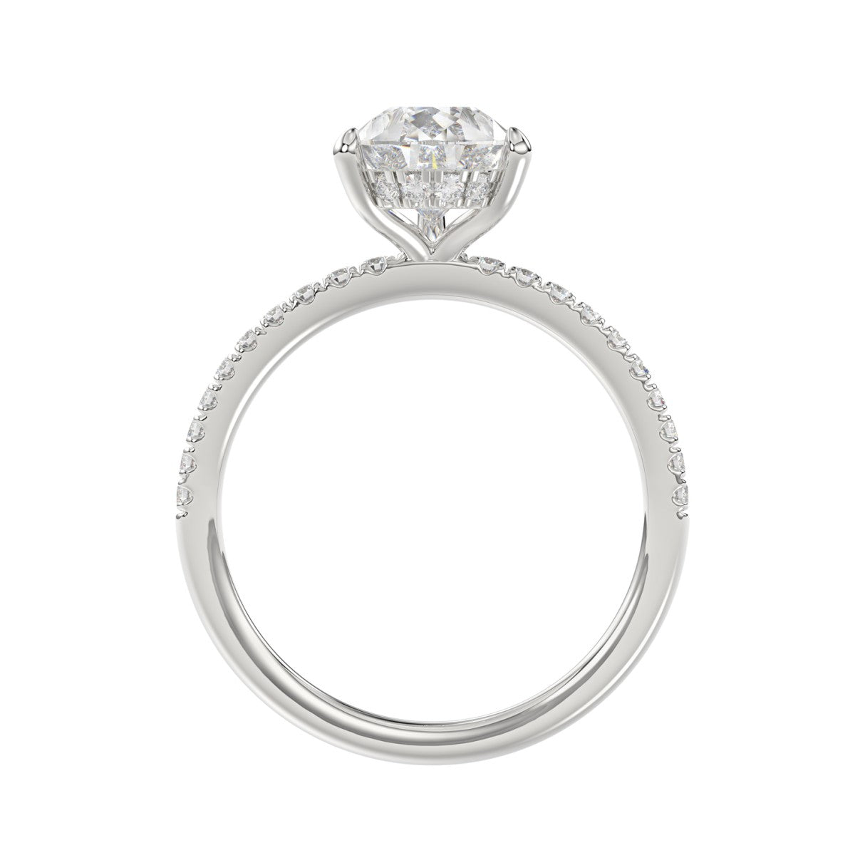 14K WHITE GOLD 2 3/4CT ROUND/PEAR DIAMOND LADIES RING (CENTER STONE PEAR DIAMOND 2CT)