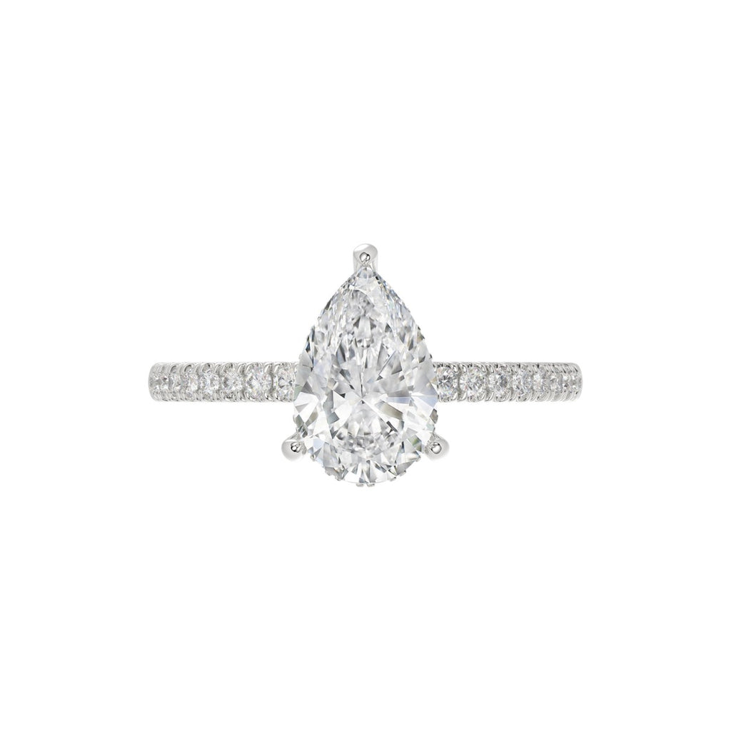 14K WHITE GOLD 2 3/4CT ROUND/PEAR DIAMOND LADIES RING (CENTER STONE PEAR DIAMOND 2CT)