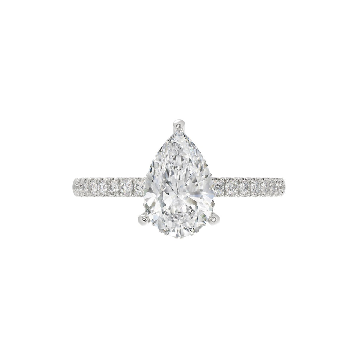 14K WHITE GOLD 2 3/4CT ROUND/PEAR DIAMOND LADIES RING (CENTER STONE PEAR DIAMOND 2CT)