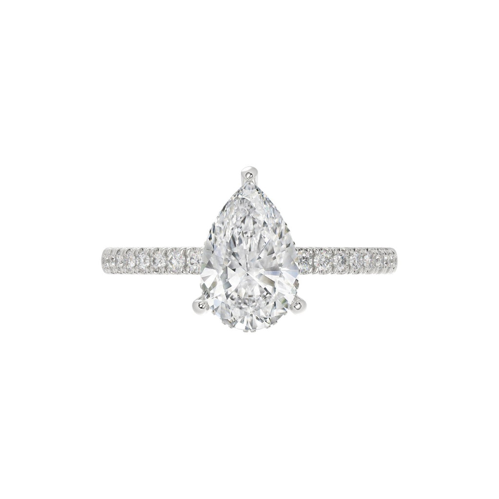 14K WHITE GOLD 2 3/4CT ROUND/PEAR DIAMOND LADIES RING (CENTER STONE PEAR DIAMOND 2CT)