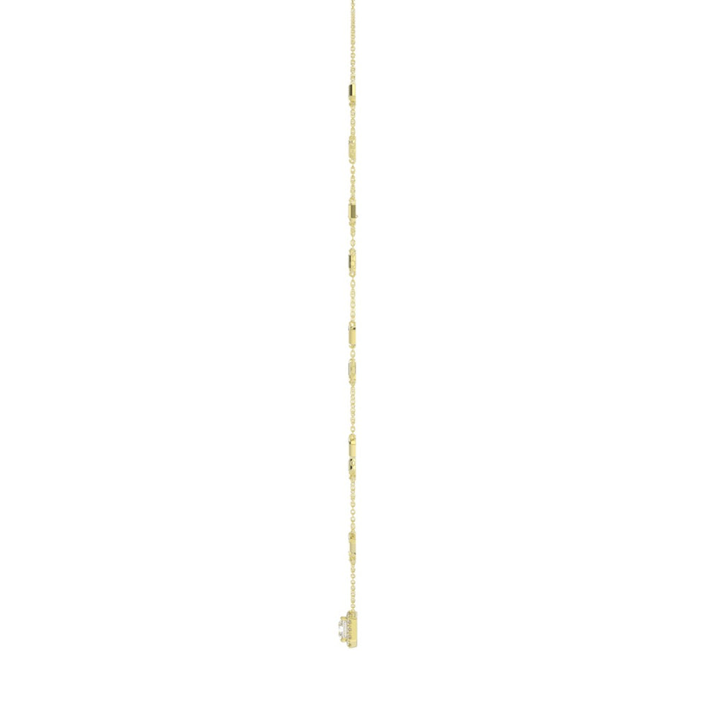 14K YELLOW GOLD 2 1/4CT ROUND/EMERALD DIAMOND LADIES NECKLACE