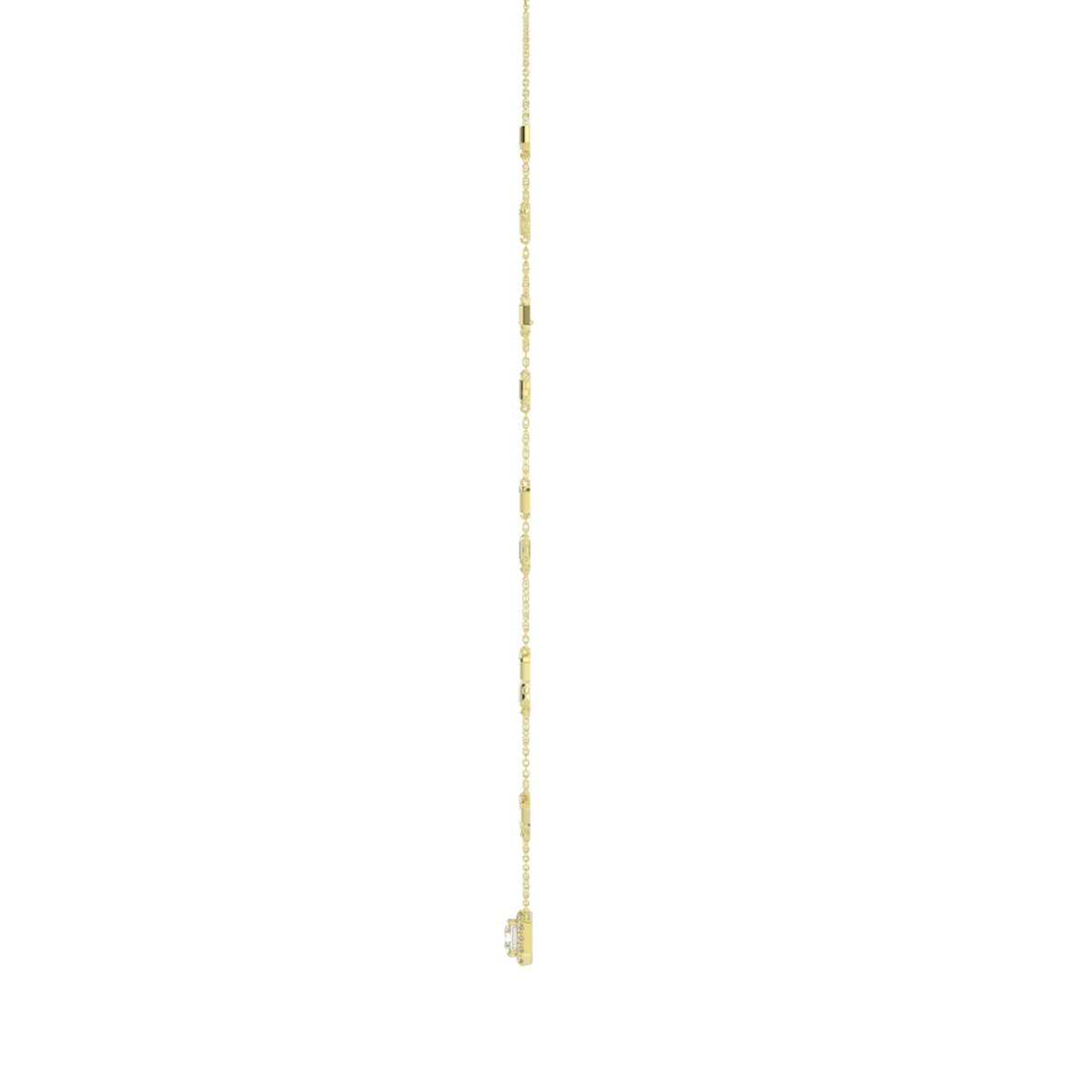 14K YELLOW GOLD 2 1/4CT ROUND/EMERALD DIAMOND LADIES NECKLACE