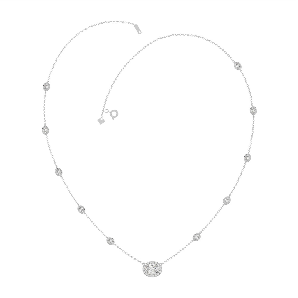 14K WHITE GOLD 2 1/4CT ROUND/OVAL DIAMOND LADIES NECKLACE