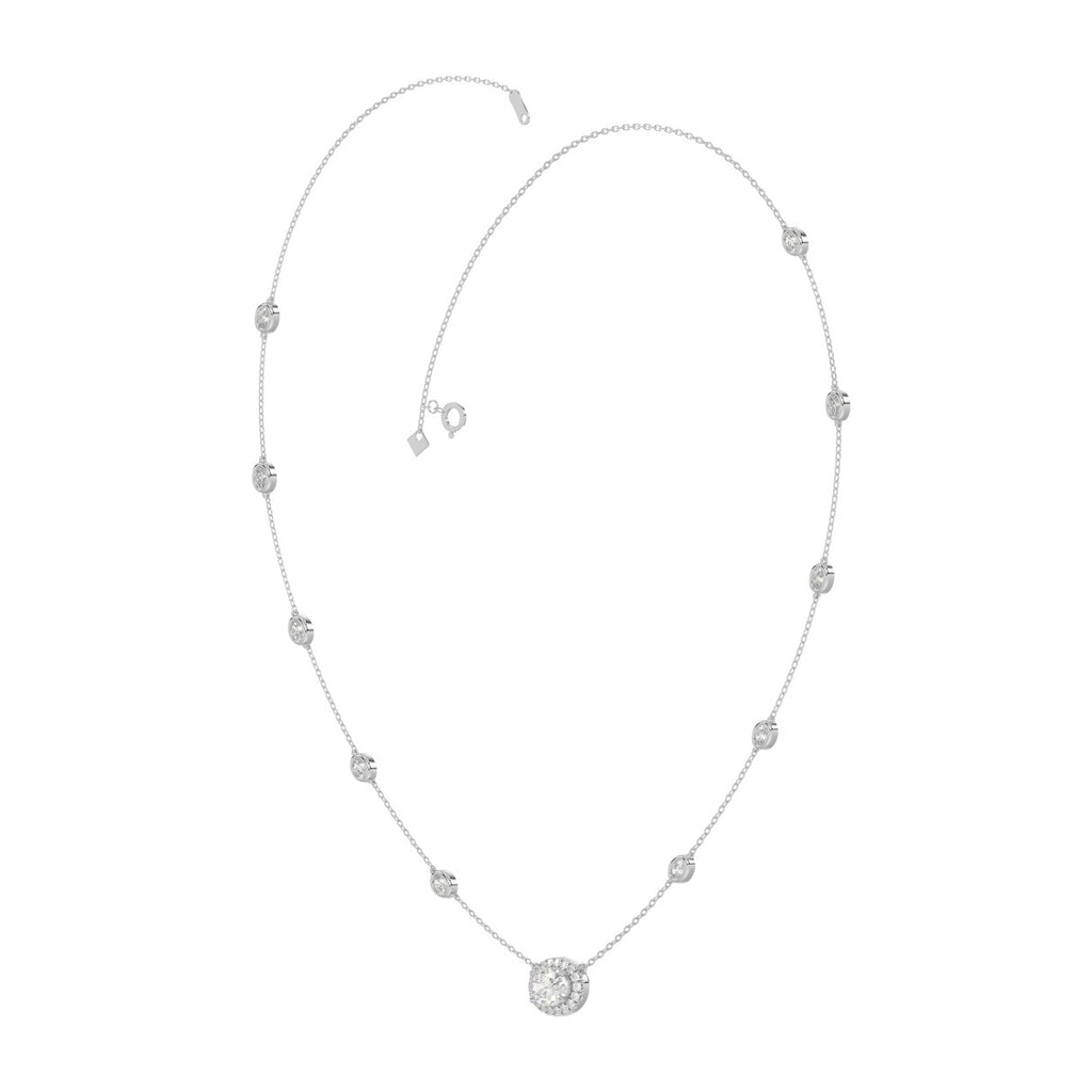 14K WHITE GOLD 2 1/4CT ROUND/OVAL DIAMOND LADIES NECKLACE