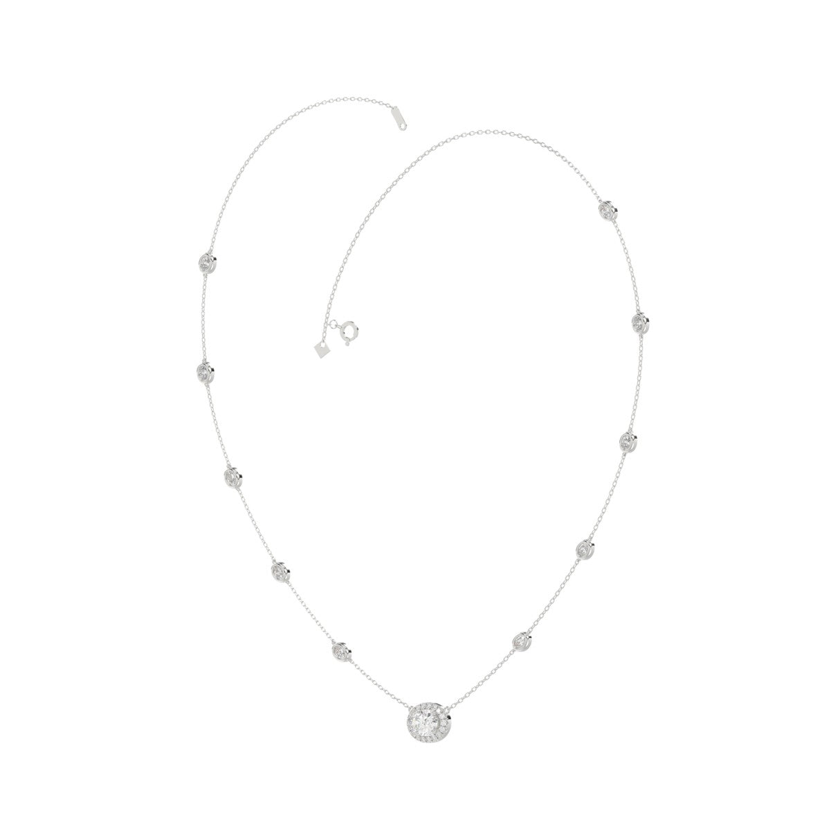 14K WHITE GOLD 2 1/4CT ROUND/OVAL DIAMOND LADIES NECKLACE