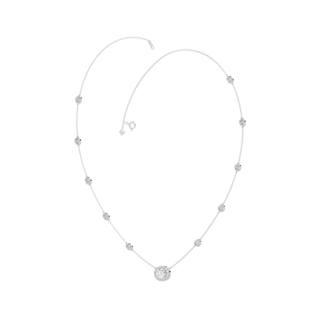 14K WHITE GOLD 2 1/4CT ROUND/OVAL DIAMOND LADIES NECKLACE