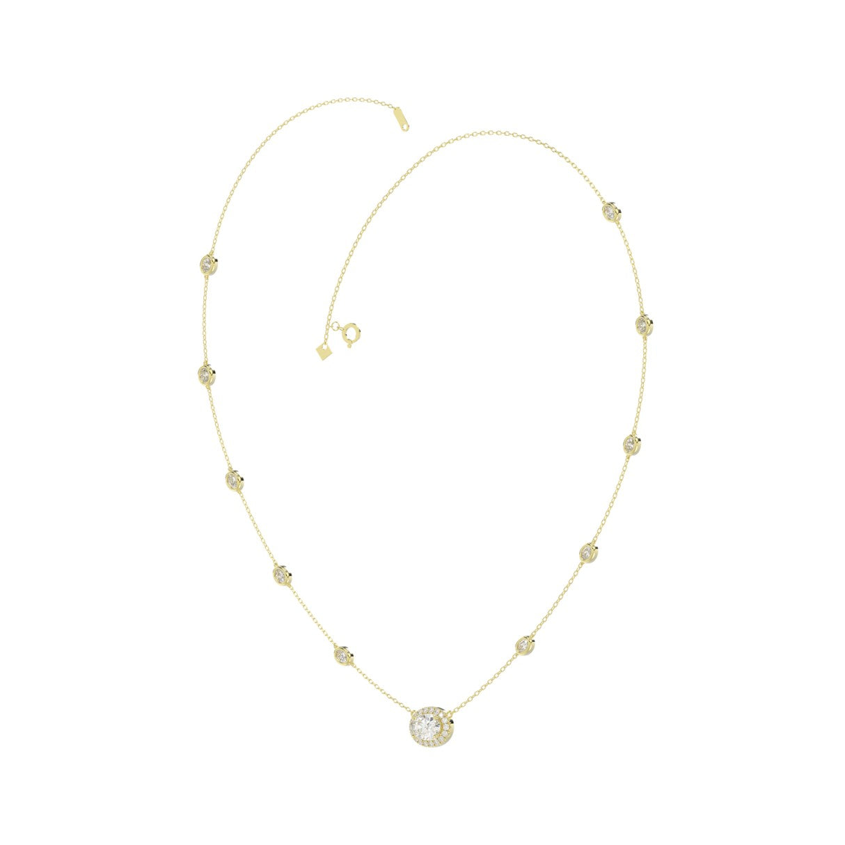 14K YELLOW GOLD 2 1/4CT ROUND/OVAL DIAMOND LADIES NECKLACE