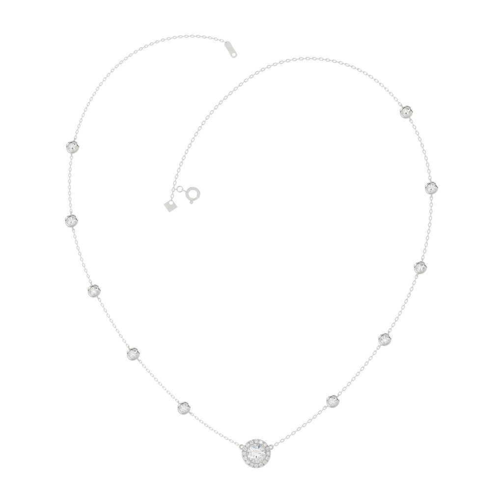 14K WHITE GOLD 2 1/4CT ROUND DIAMOND LADIES NECKLACE