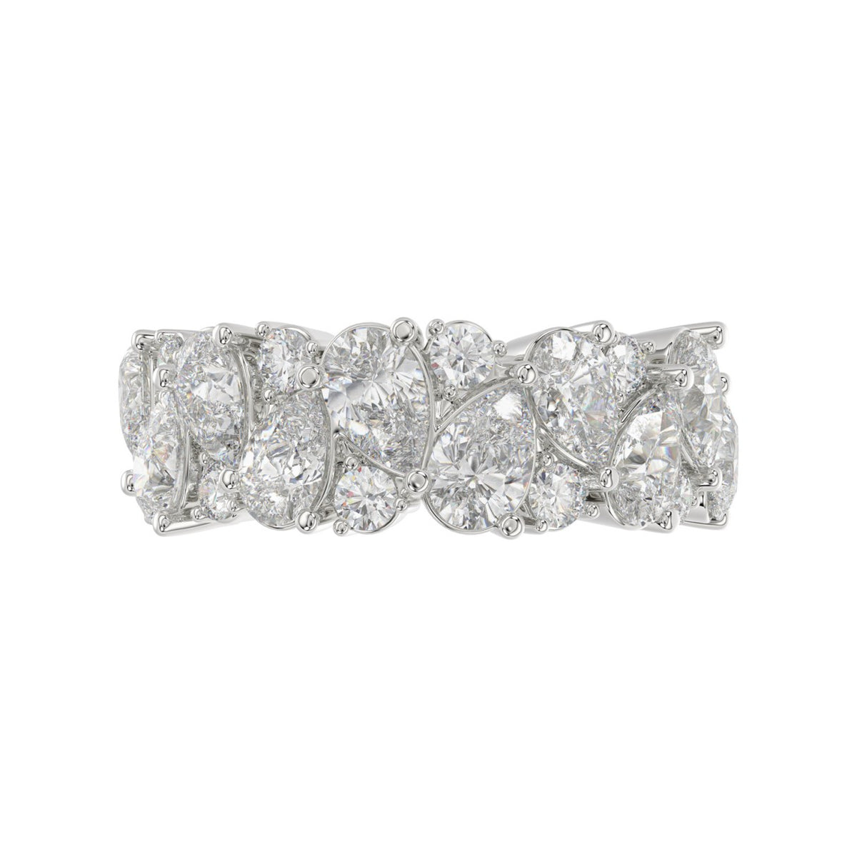 10K WHITE GOLD 3.00CT ROUND/PEAR DIAMOND LADIES RING