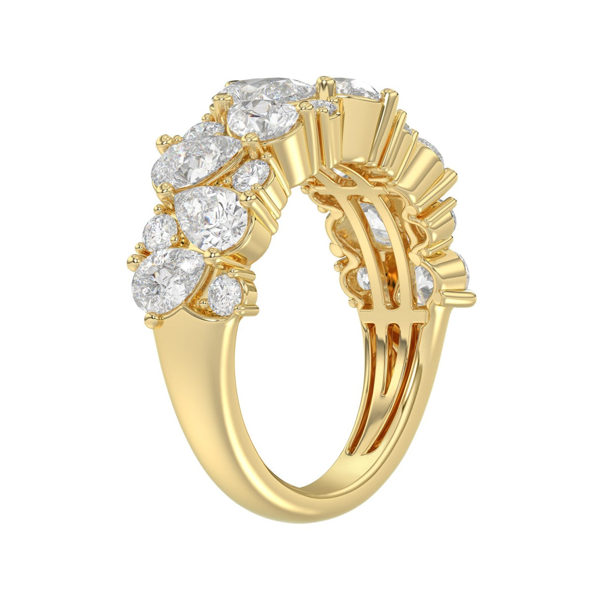 10K YELLOW GOLD 3.00CT ROUND/PEAR DIAMOND LADIES RING