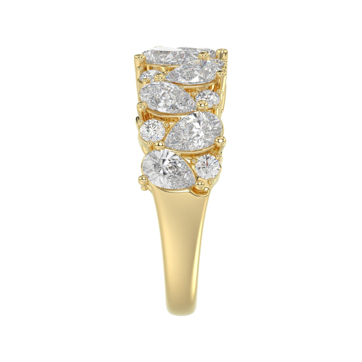 10K YELLOW GOLD 3.00CT ROUND/PEAR DIAMOND LADIES RING