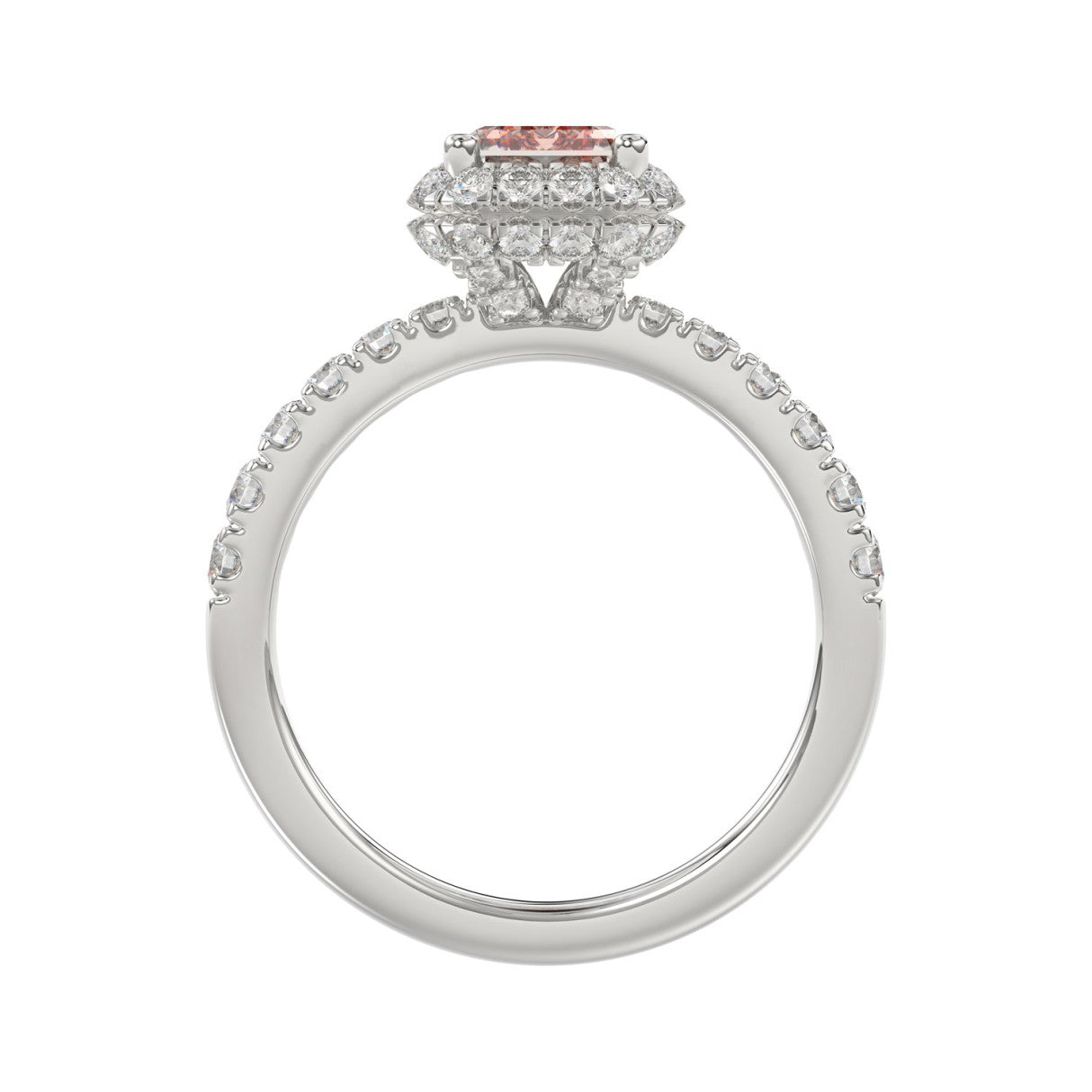 ETERNAL BLUSH COLLECTION 14K WHITE GOLD 1.00CT ROUND/RADIANT DIAMOND LADIES RING (CENTER STONE PINK RADIANT DIAMOND 3.00CT)