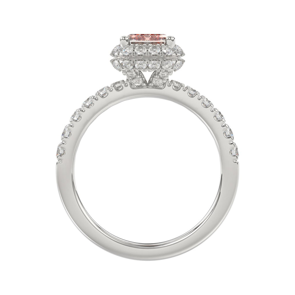 ETERNAL BLUSH COLLECTION 14K WHITE GOLD 4.00CT ROUND/RADIANT DIAMOND LADIES RING (CENTER STONE PINK RADIANT DIAMOND 3.00CT)