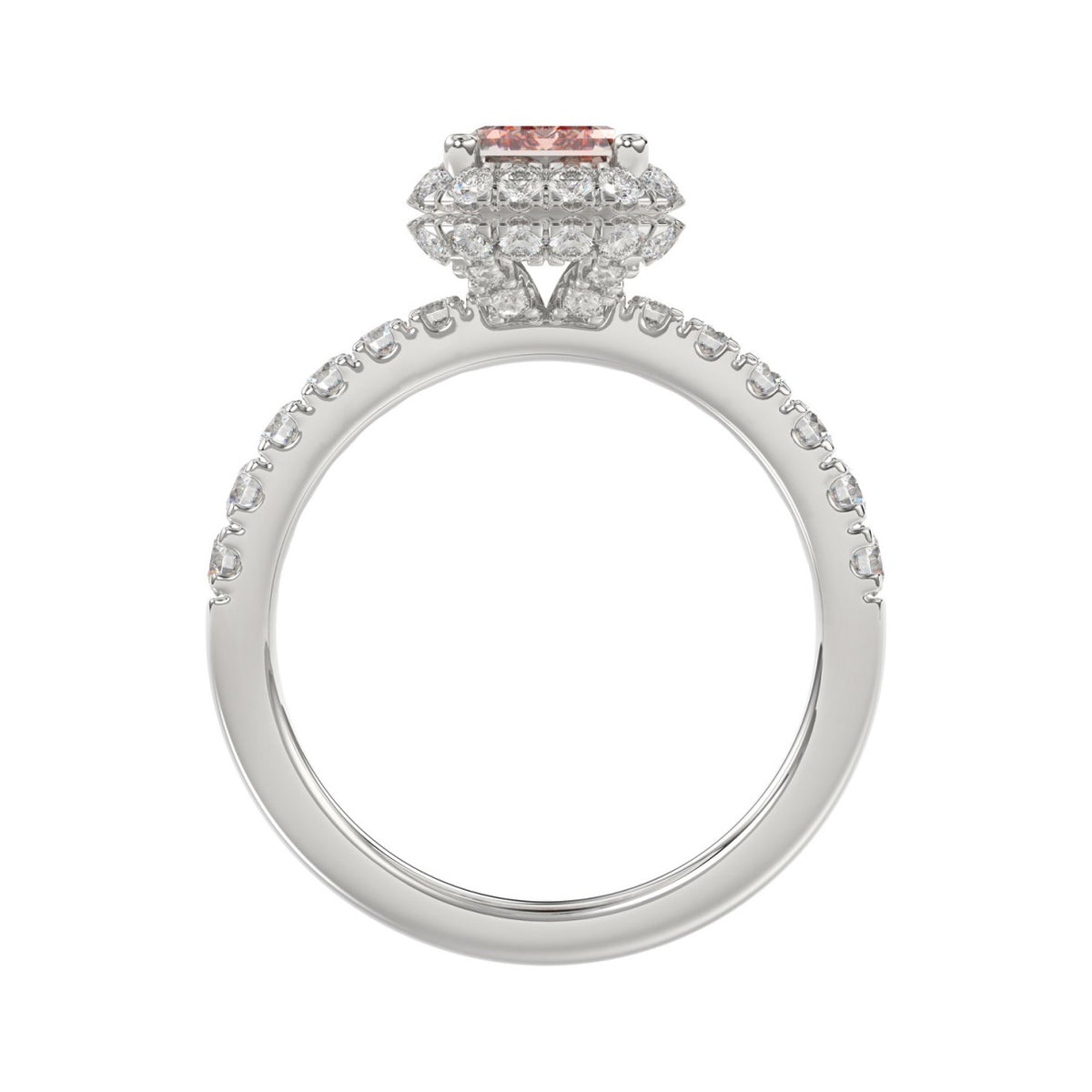 ETERNAL BLUSH COLLECTION 14K WHITE GOLD 4.00CT ROUND/RADIANT DIAMOND LADIES RING (CENTER STONE PINK RADIANT DIAMOND 3.00CT)