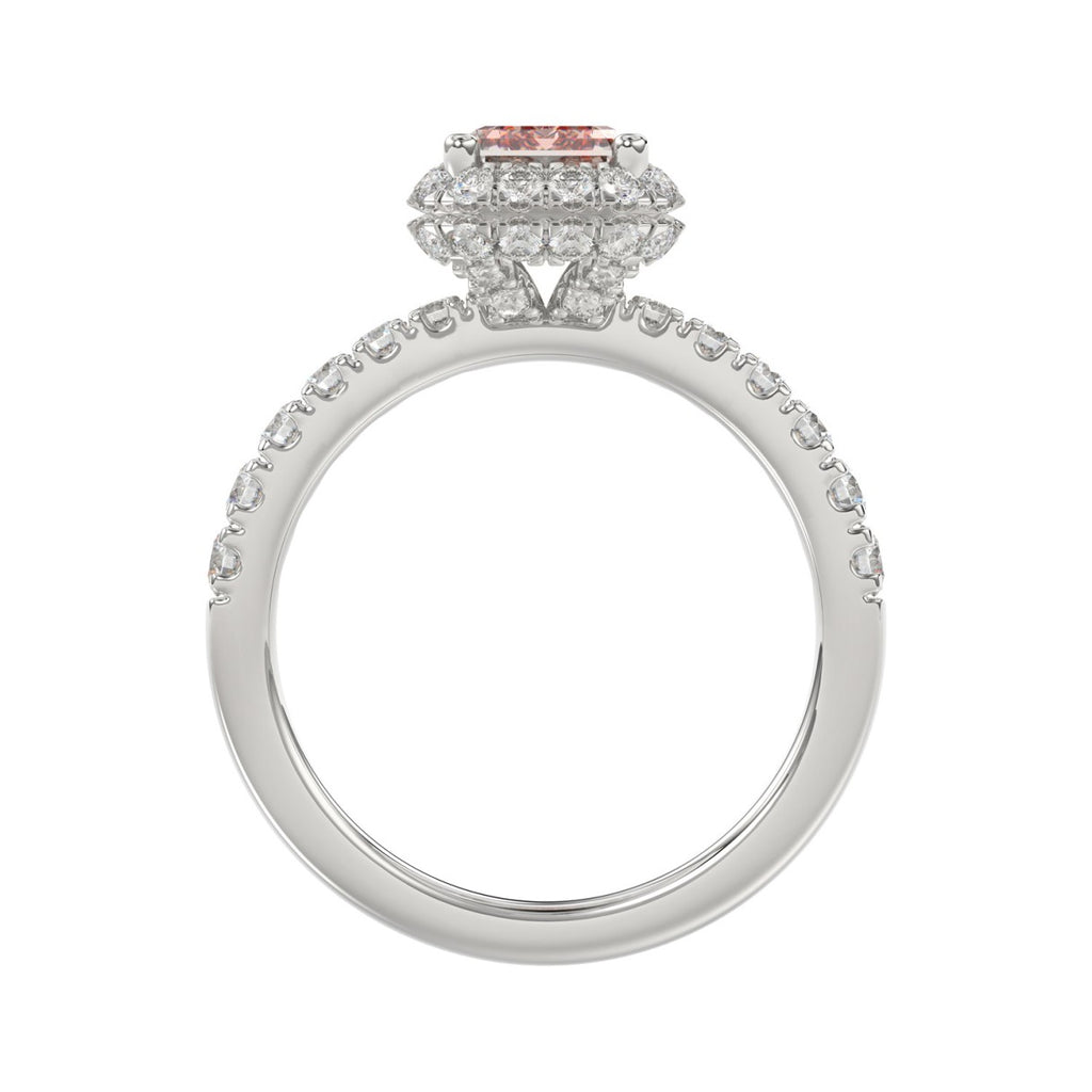 ETERNAL BLUSH COLLECTION 14K WHITE GOLD 4.00CT ROUND/RADIANT DIAMOND LADIES RING (CENTER STONE PINK RADIANT DIAMOND 3.00CT)