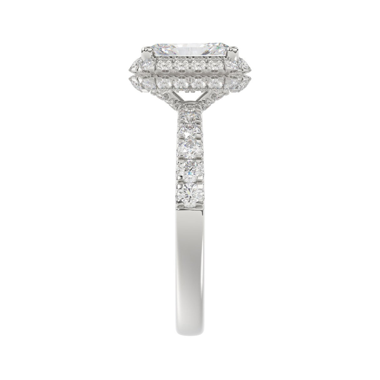 ETERNAL BLUSH COLLECTION 14K WHITE GOLD 1.00CT ROUND/RADIANT DIAMOND LADIES RING (CENTER STONE PINK RADIANT DIAMOND 3.00CT)