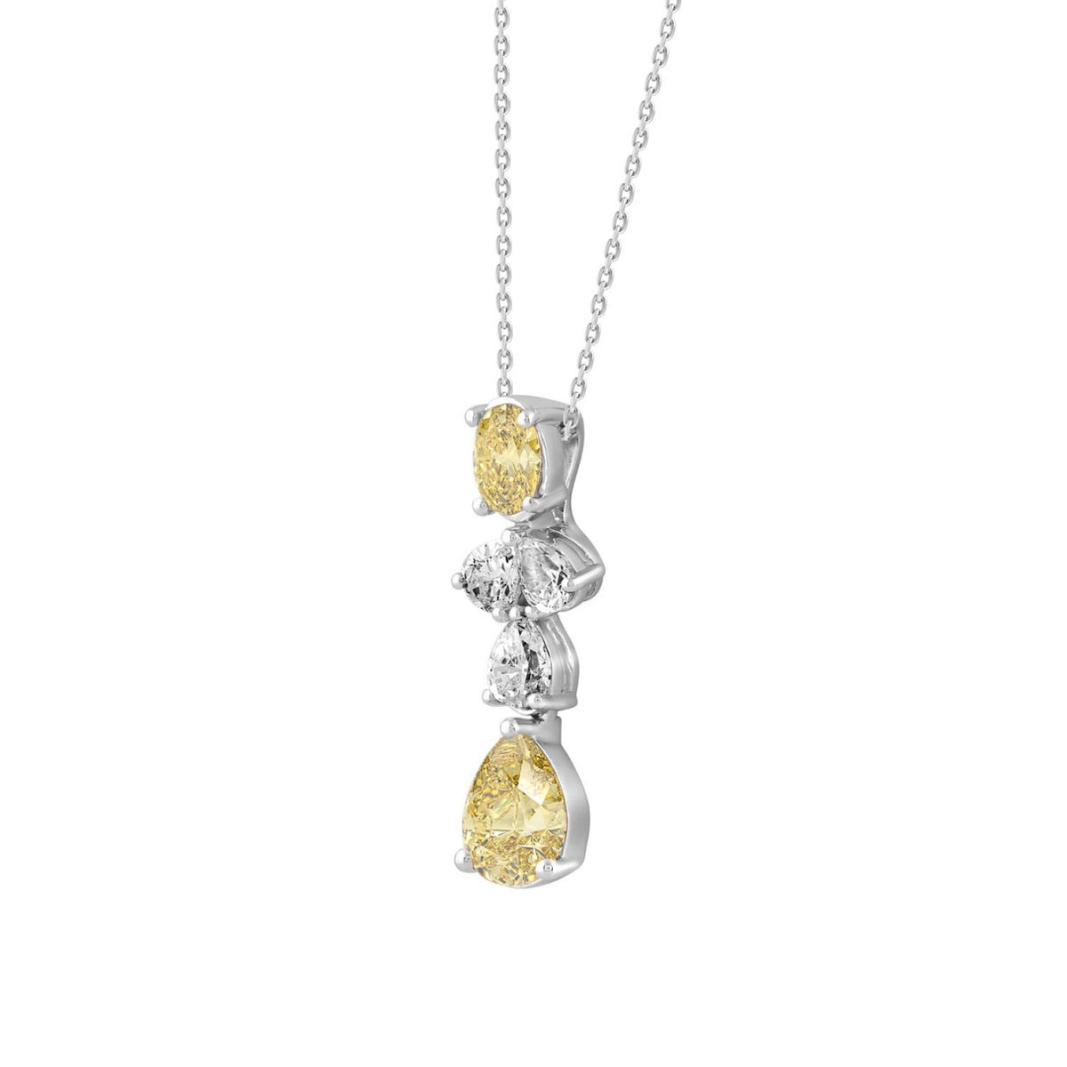 14K WHITE/YELLOW GOLD 2.00CT PEAR/OVAL DIAMOND LADIES PENDANT WITH CHAIN (PEAR PINK 1.00CT/OVAL DIAMOND 1/2CT)