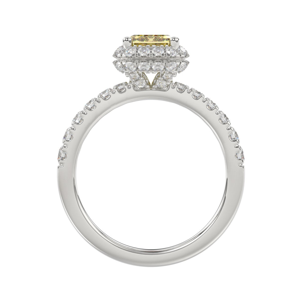14K WHITE GOLD 1.00CT ROUND/YELLOW RADIANT DIAMOND LADIES RING (CENTER STONE YELLOW RADIANT DIAMOND 3.00CT)