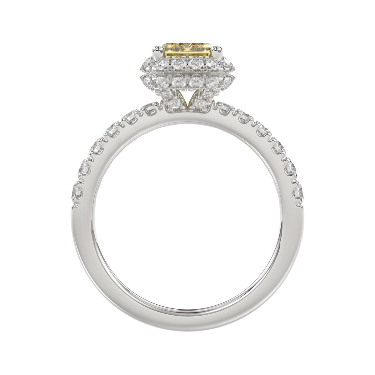 14K WHITE GOLD 1.00CT ROUND/YELLOW RADIANT DIAMOND LADIES RING (CENTER STONE YELLOW RADIANT DIAMOND 3.00CT)