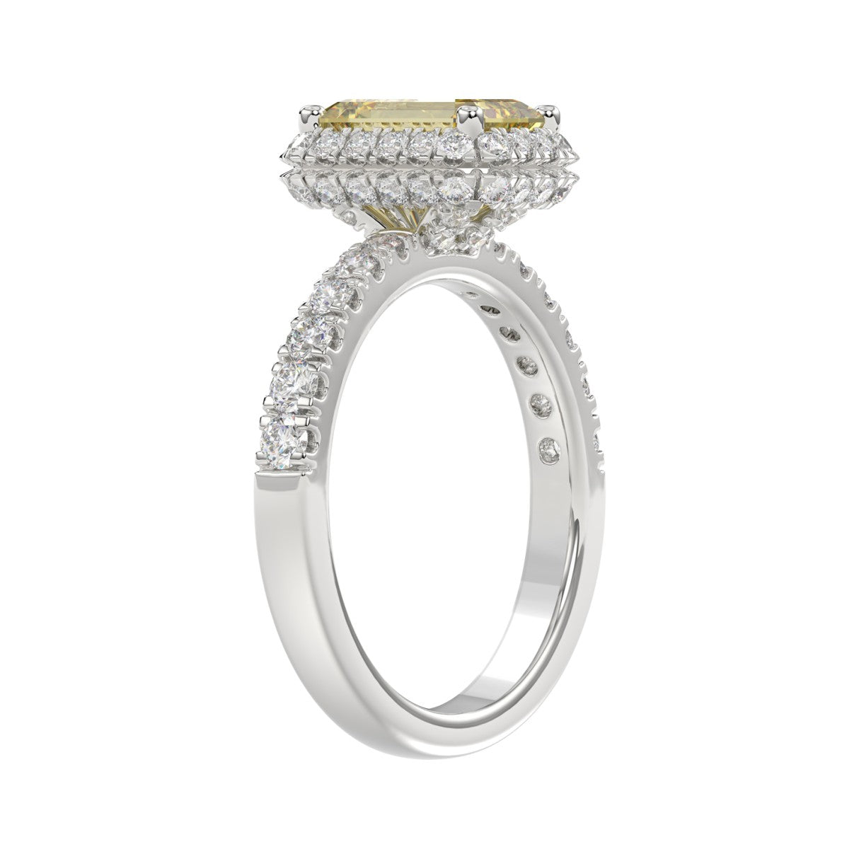 14K WHITE GOLD 1.00CT ROUND/YELLOW RADIANT DIAMOND LADIES RING (CENTER STONE YELLOW RADIANT DIAMOND 3.00CT)