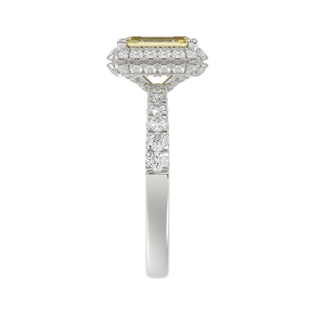 14K WHITE GOLD 1.00CT ROUND/YELLOW RADIANT DIAMOND LADIES RING (CENTER STONE YELLOW RADIANT DIAMOND 3.00CT)