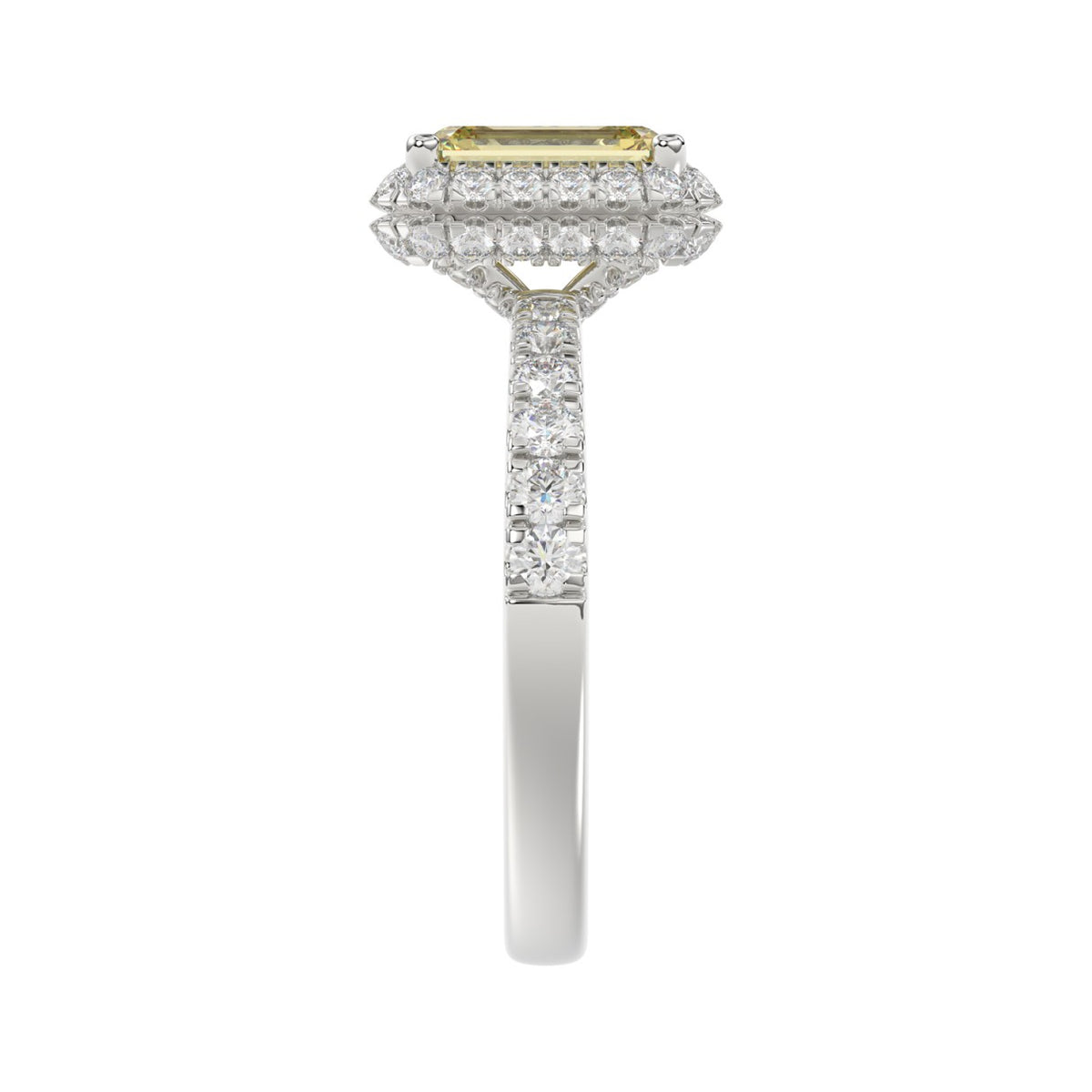 14K WHITE GOLD 1.00CT ROUND/YELLOW RADIANT DIAMOND LADIES RING (CENTER STONE YELLOW RADIANT DIAMOND 3.00CT)