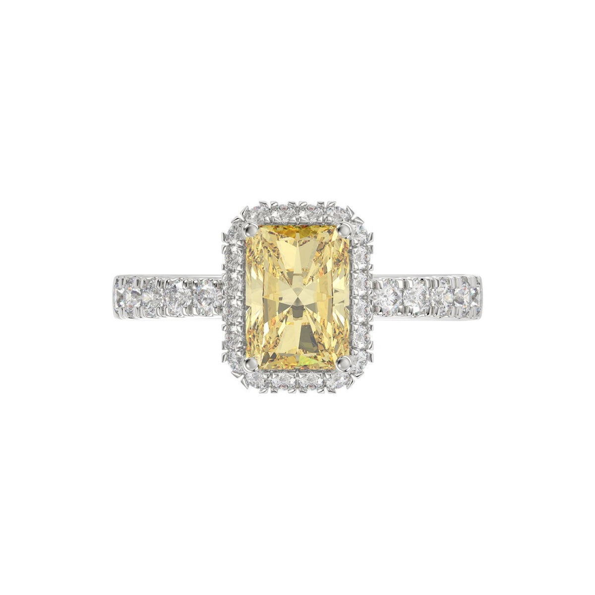 14K WHITE GOLD 1.00CT ROUND/YELLOW RADIANT DIAMOND LADIES RING (CENTER STONE YELLOW RADIANT DIAMOND 3.00CT)