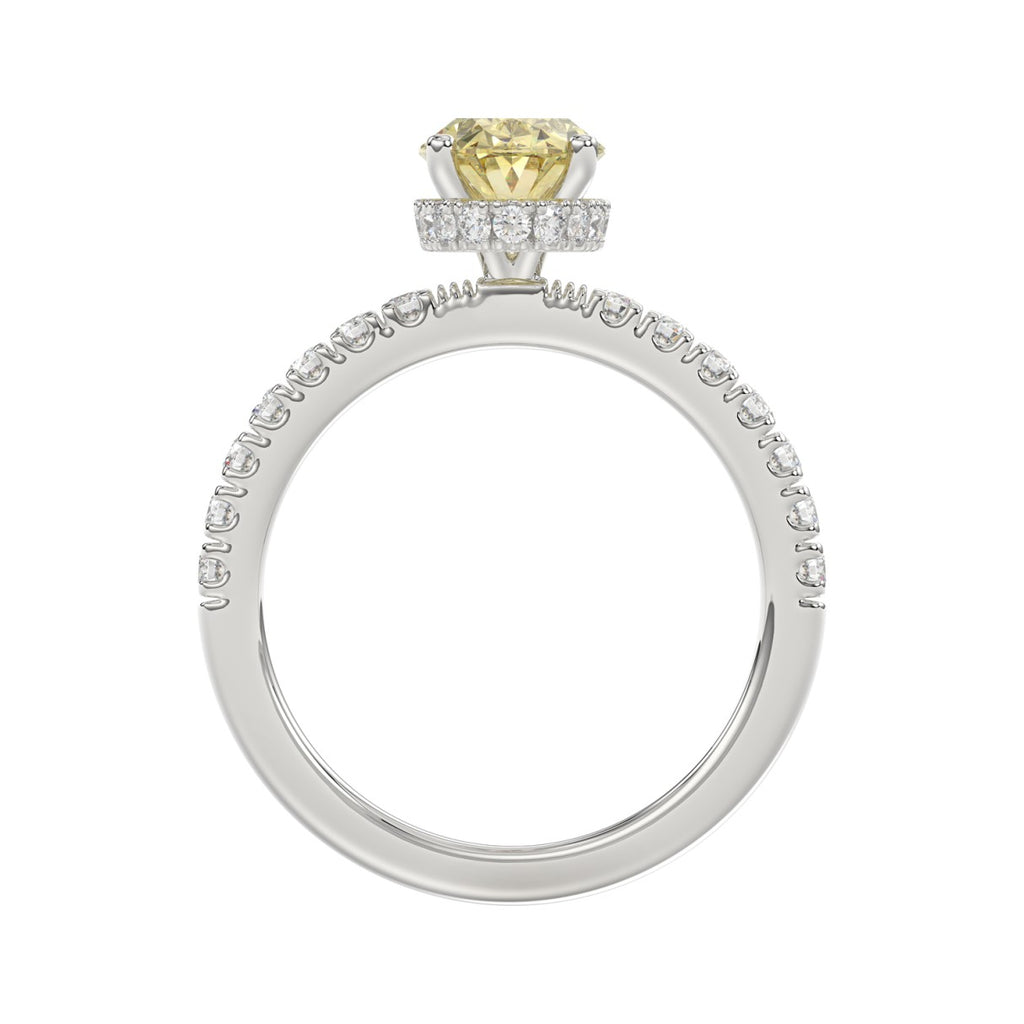 14K WHITE GOLD 2 1/2CT ROUND/YELLOW OVAL DIAMOND LADIES RING (CENTER STONE 2.00CT) 