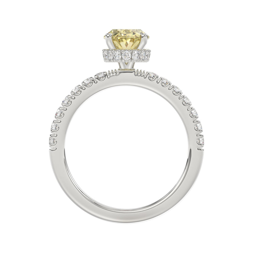 14K WHITE GOLD 2 1/2CT ROUND/YELLOW OVAL DIAMOND LADIES RING (CENTER STONE 2.00CT) 