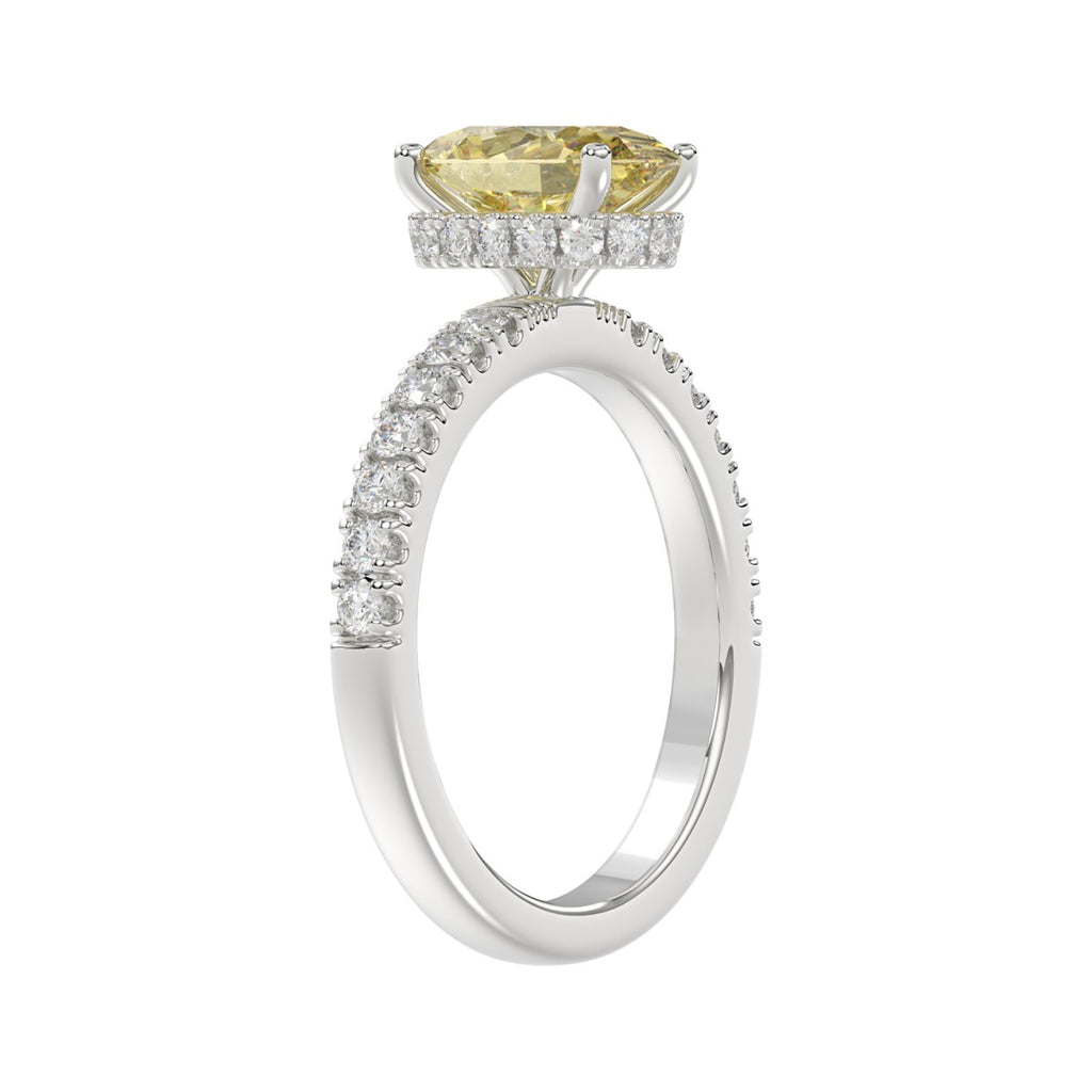 14K WHITE GOLD 2 1/2CT ROUND/YELLOW OVAL DIAMOND LADIES RING (CENTER STONE 2.00CT) 
