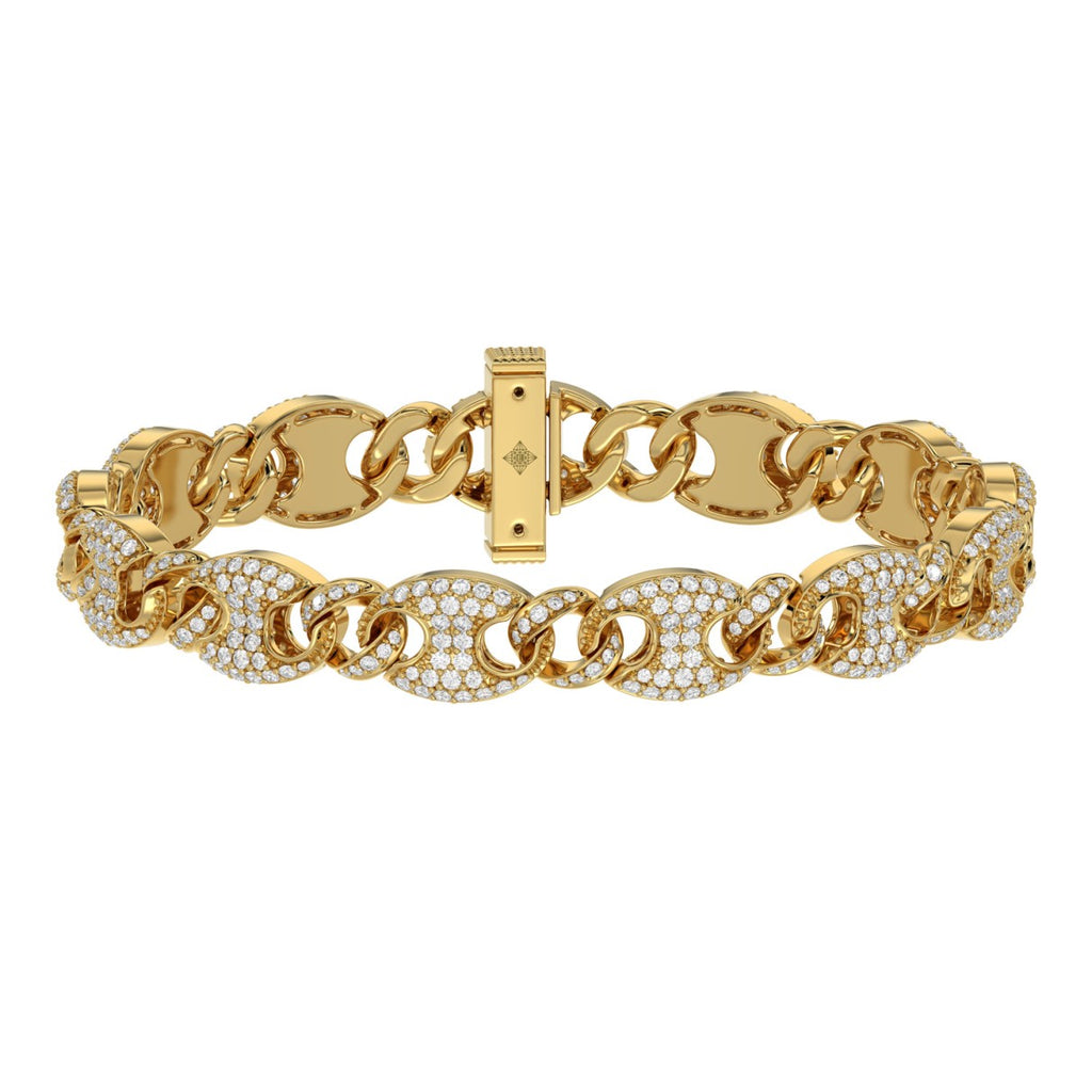 10K YELLOW GOLD 3 1/2CT ROUND DIAMOND MEN'S BRACELET