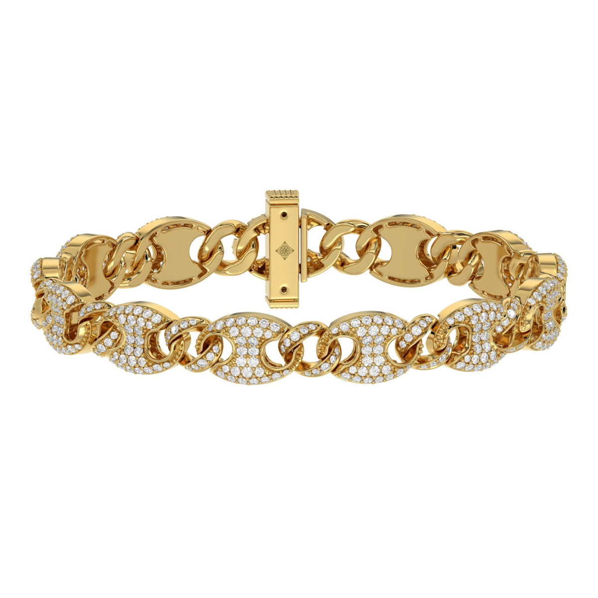 10K YELLOW GOLD 3 1/2CT ROUND DIAMOND MEN'S BRACELET