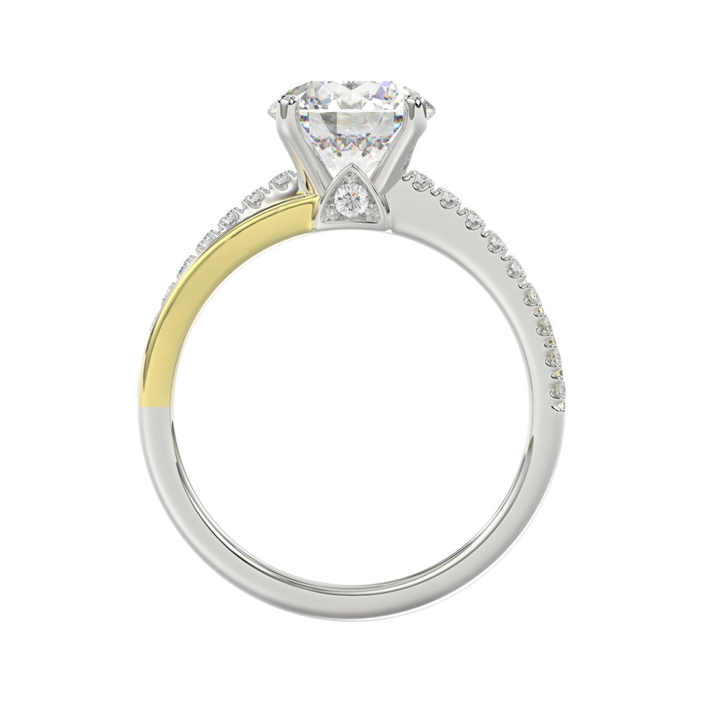 14K WHITE/YELLOW GOLD 2 1/4CT ROUND DIAMOND LADIES RING (CENTER STONE ROUND DIAMOND 2CT)
