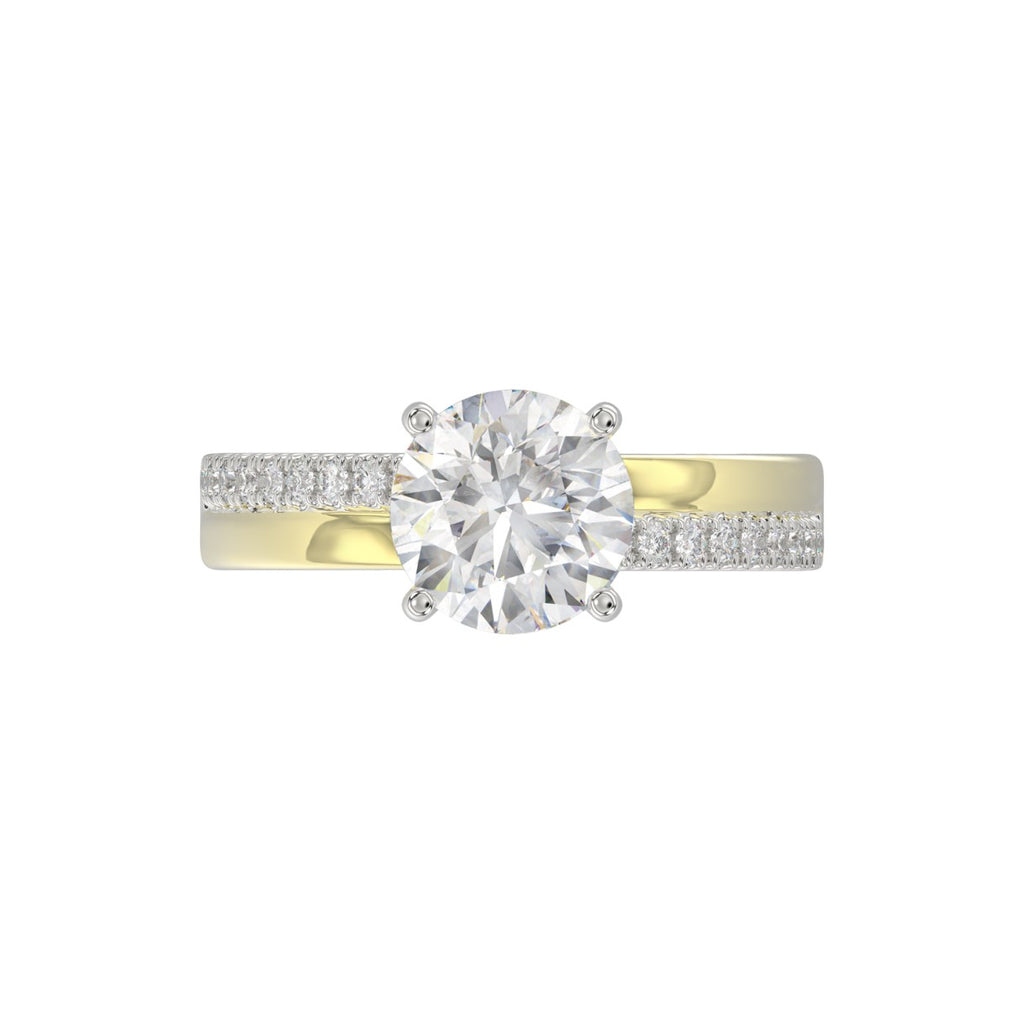 14K WHITE/YELLOW GOLD 2 1/4CT ROUND DIAMOND LADIES RING (CENTER STONE ROUND DIAMOND 2CT)