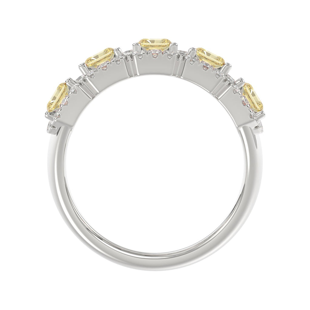 14K WHITE GOLD 3.00CT ROUND/RADIANT YELLOW DIAMOND LADIES RING