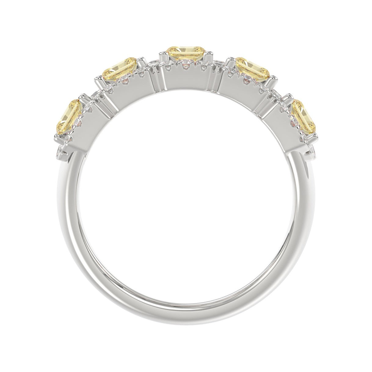 14K WHITE GOLD 3.00CT ROUND/RADIANT YELLOW DIAMOND LADIES RING