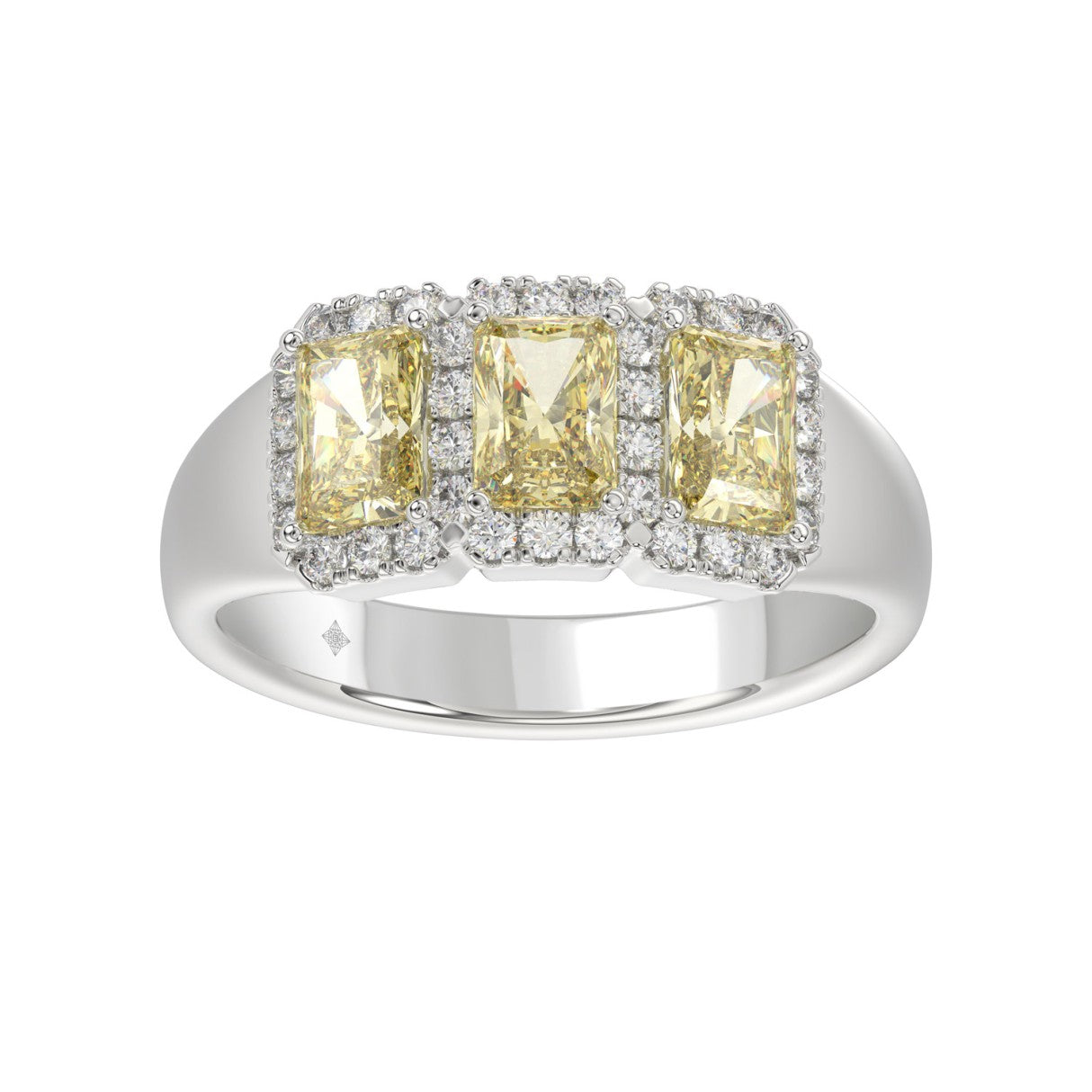 14K WHITE GOLD 1 3/4CT ROUND/RADIANT YELLOW DIAMOND LADIES RING