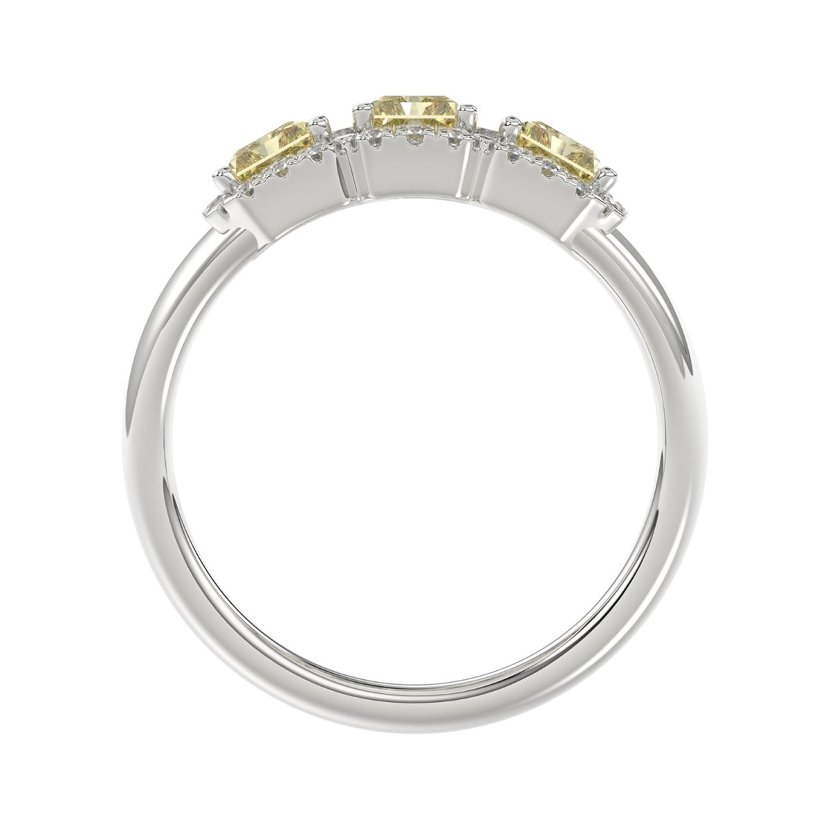 14K WHITE GOLD 1 3/4CT ROUND/RADIANT YELLOW DIAMOND LADIES RING