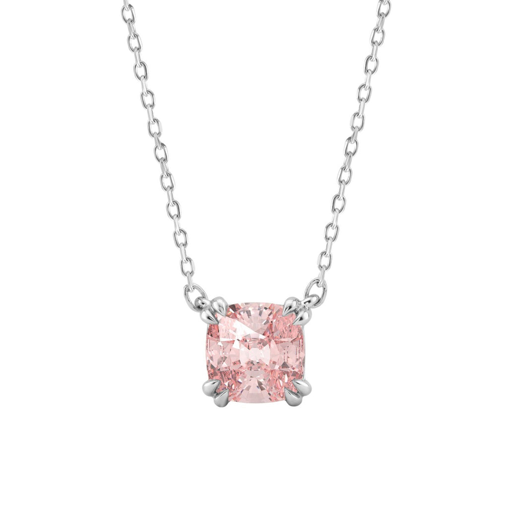 ETERNAL BLUSH COLLECTION 14K WHITE GOLD 1.00CT CUSHION PINK DIAMOND LADIES NECKLACE